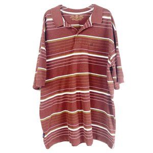 Vintage Joker Brand Mens 2XL Big & Tall Striped Polo Rust/White GUC